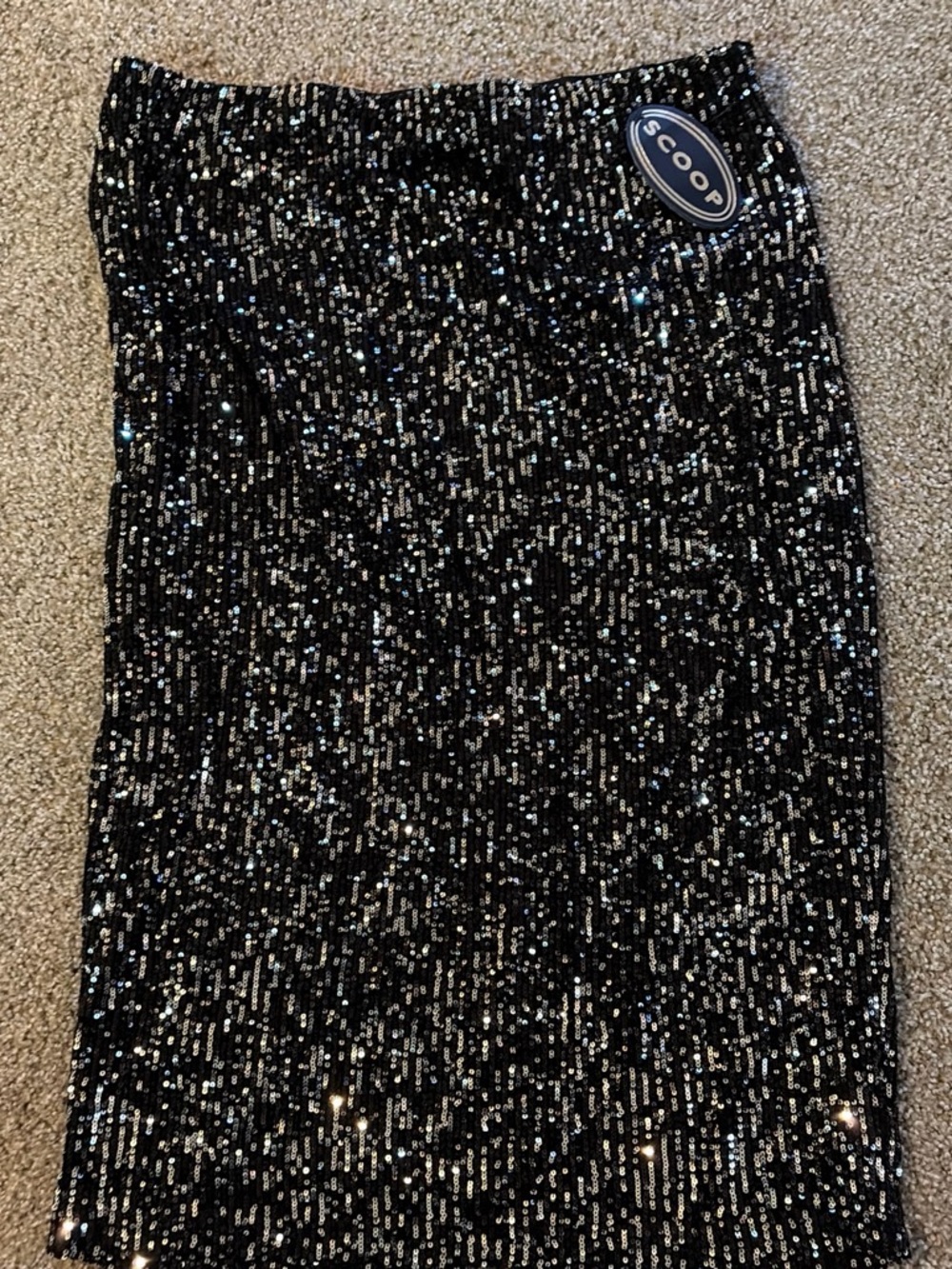 Scoop NYC Black Sequin Pencil Skirt